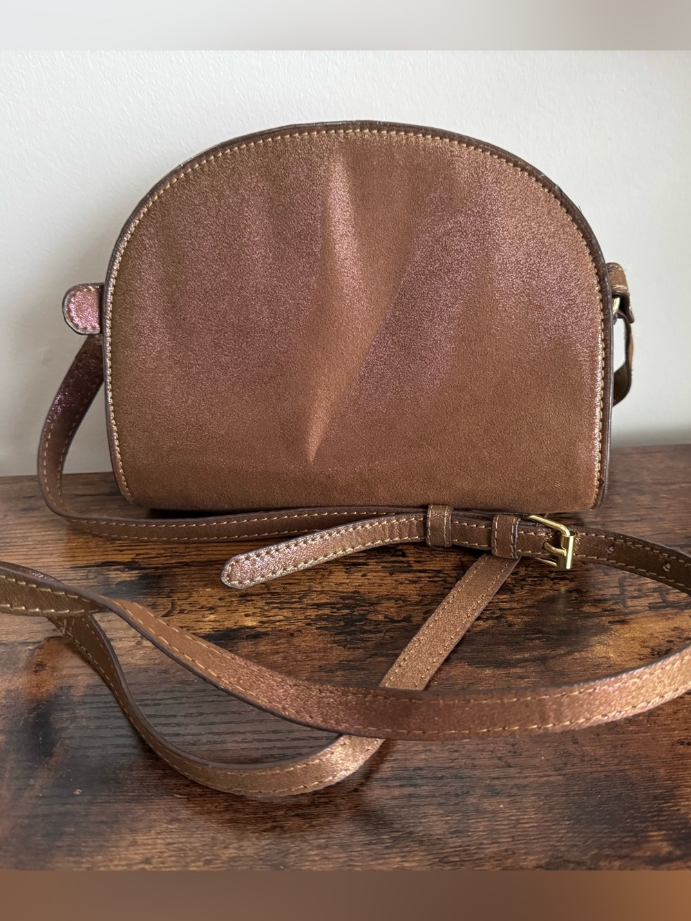 Free People Metallic Brown Crossbody Bag - Sleek Everyday Style